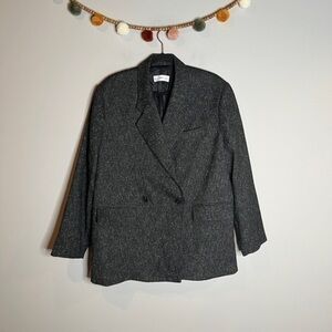 MNG charcoal double button blazer jacket